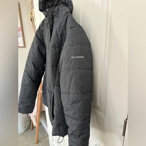 Dark gray Columbia coat.